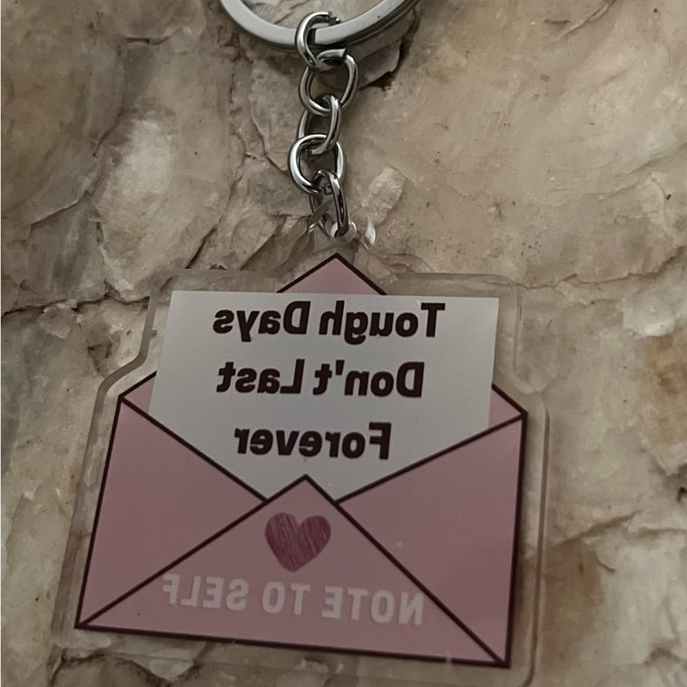 NWOT-Acrylic Note To Self Keychain - Picture 3 of 5